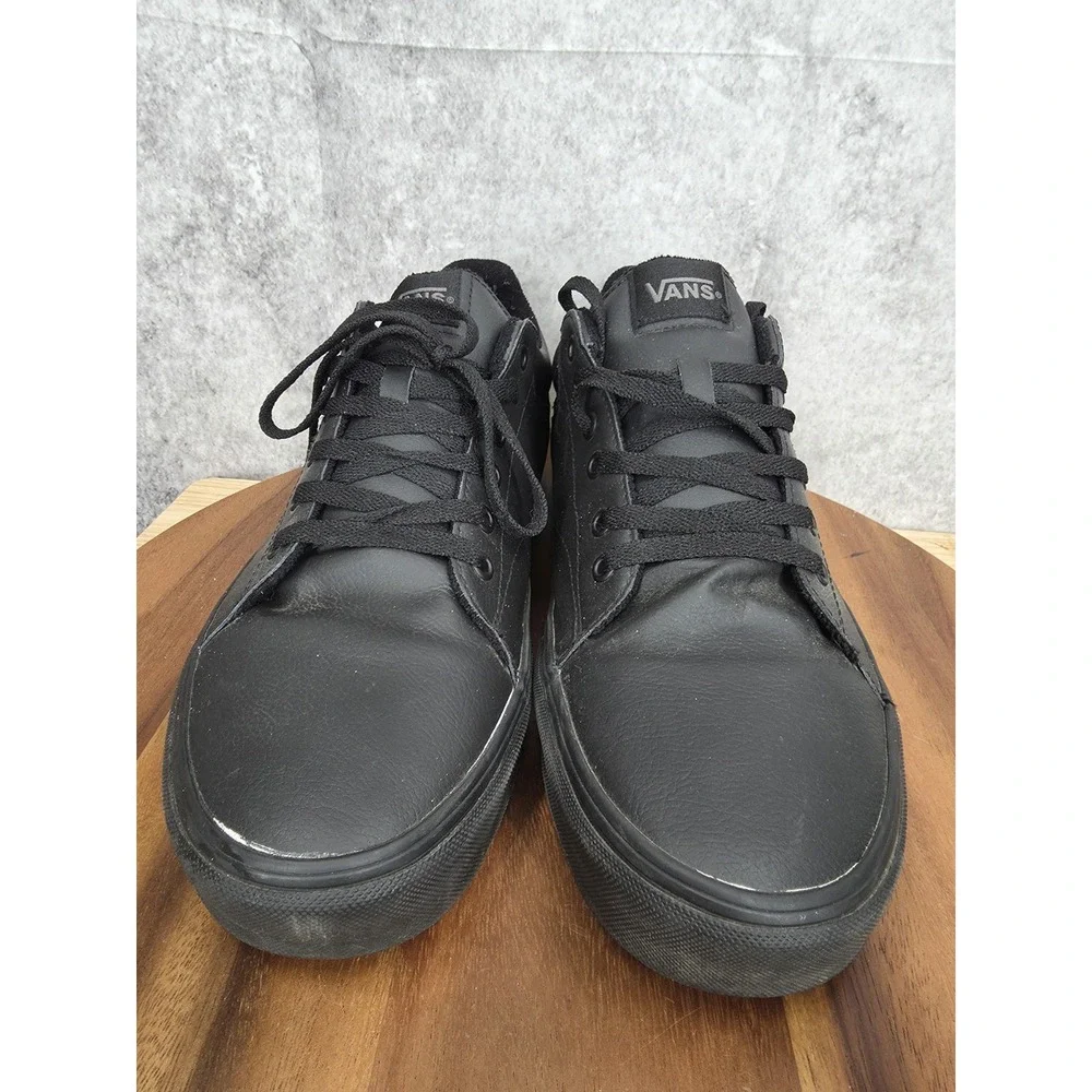 Vans Sneakers Men 13 Seldan Black Leather Low Top Casual SK8 Skater Shoes 500714